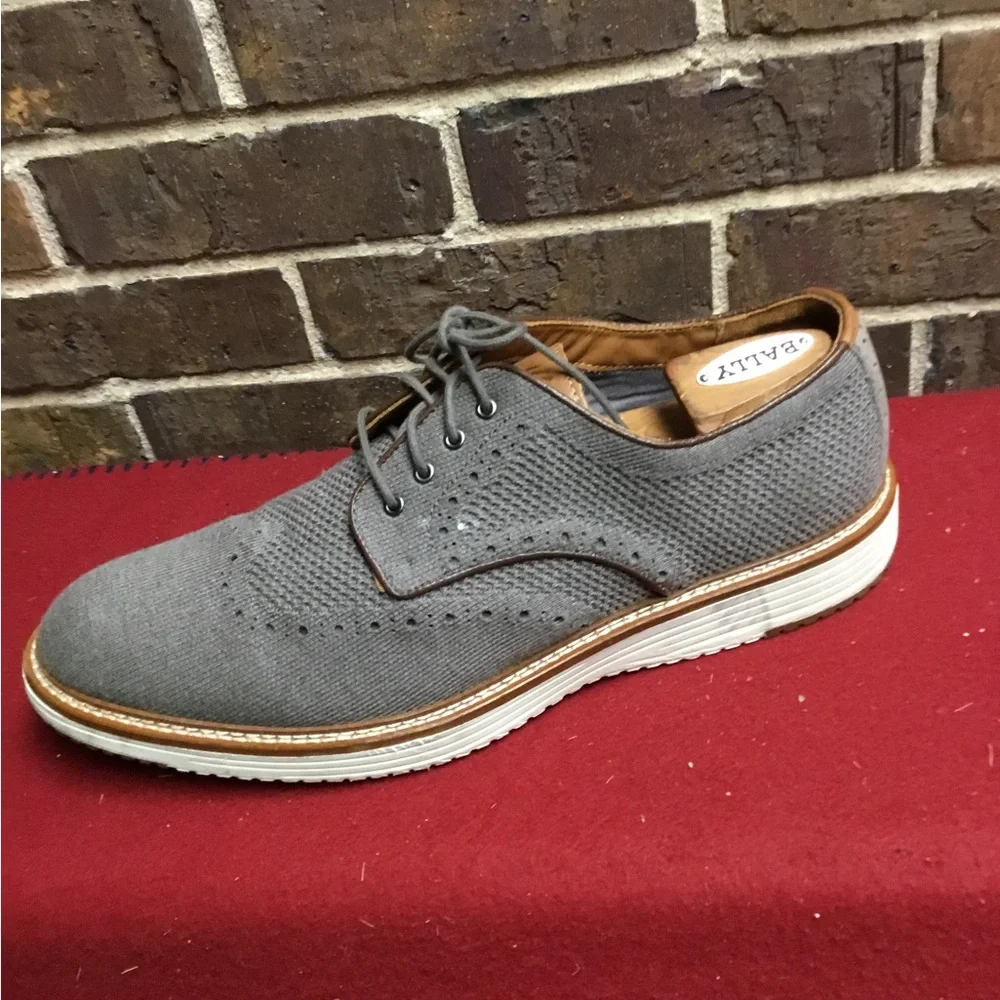 Johnston & Murphy Gray Knit Oxford with Brown Trim